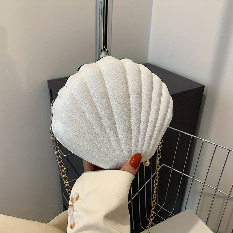 Shell Shape Multicolored Crossbody Bag with Metal Chain