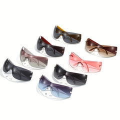 Ombre Lens Sunglasses Sports Hip Hop Style Rimless Eyewear UV Blocking