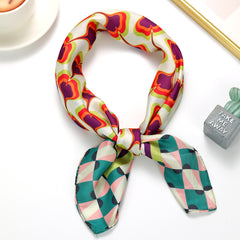 Geometric Print Square Scarf Vintage Neckerchief Bandana Head Wrap