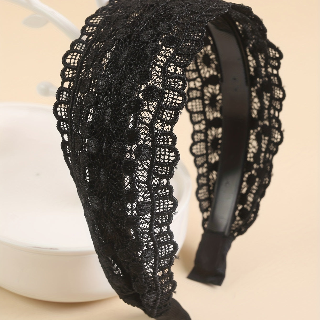Wide Lace Headband Sweet Mother Headband Hollow Hair Band