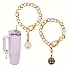 2pcs ID Initial Letter Charm Cup Handle Pendant Decorative Cup Accessories