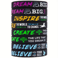 Unisex Letter Pattern Silicone Bracelet Stretch Rubber Wristband