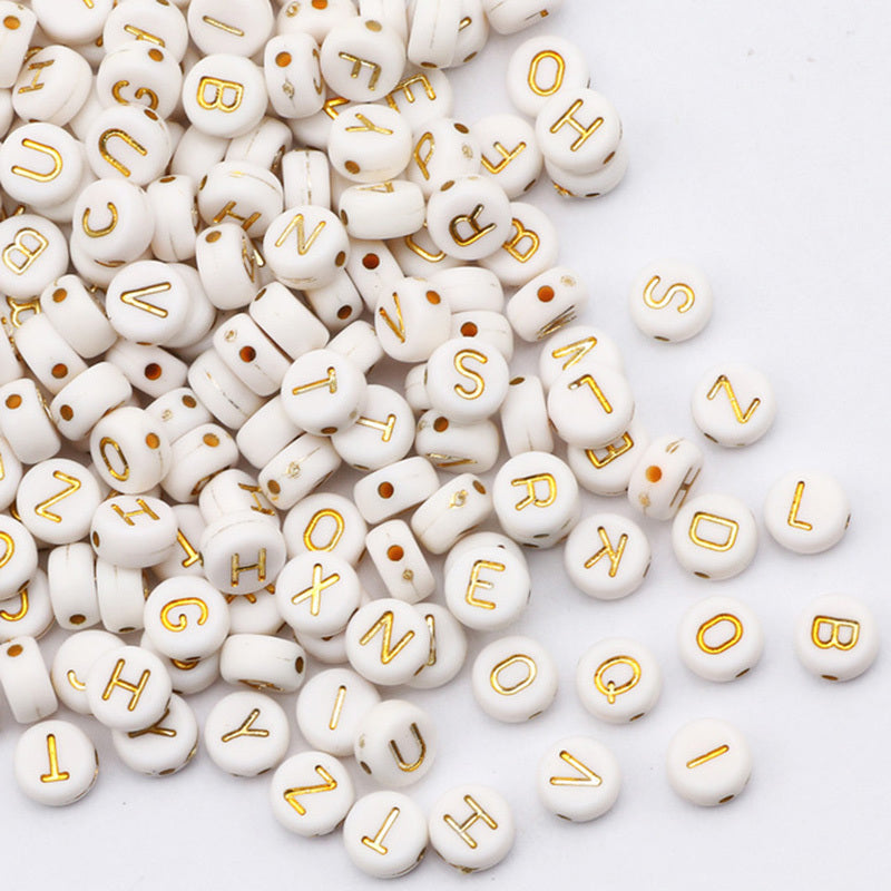 100pcs Mixed Letter Acrylic Beads Round Flat Alphabet Spacer Beads