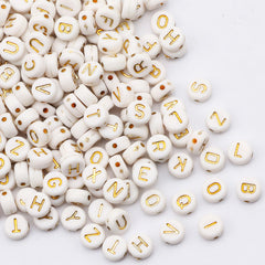100pcs Mixed Letter Acrylic Beads Round Flat Alphabet Spacer Beads