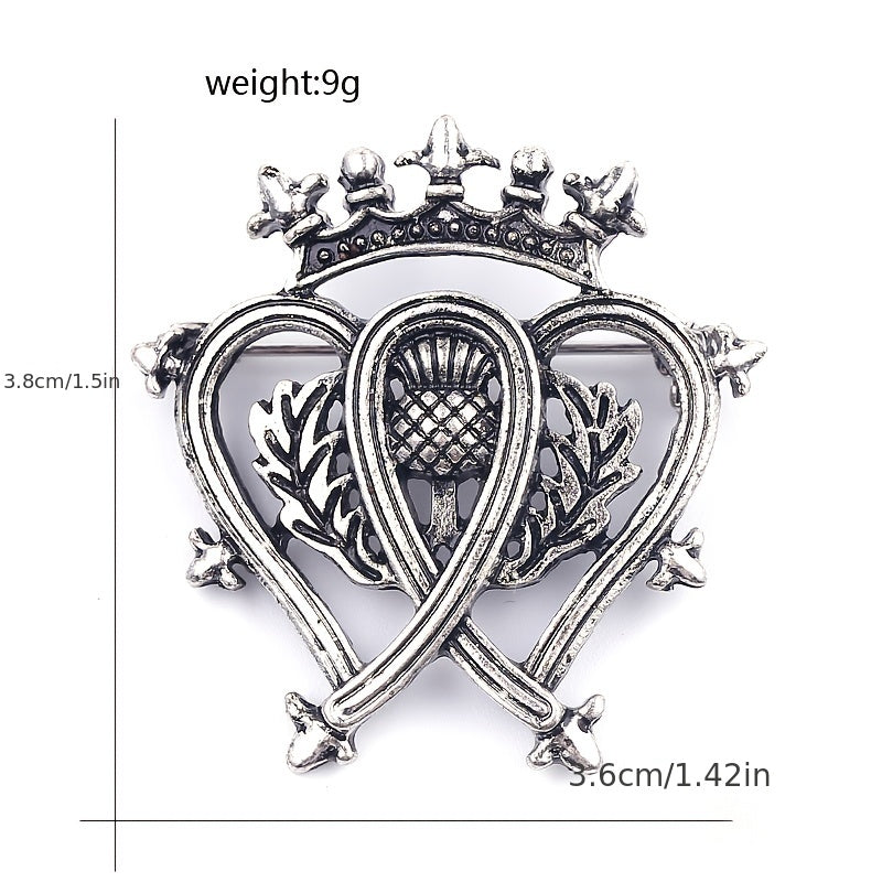 Vintage Crown Heart Brooch Film TV Backpack Jacket Hat Scarf Accessory