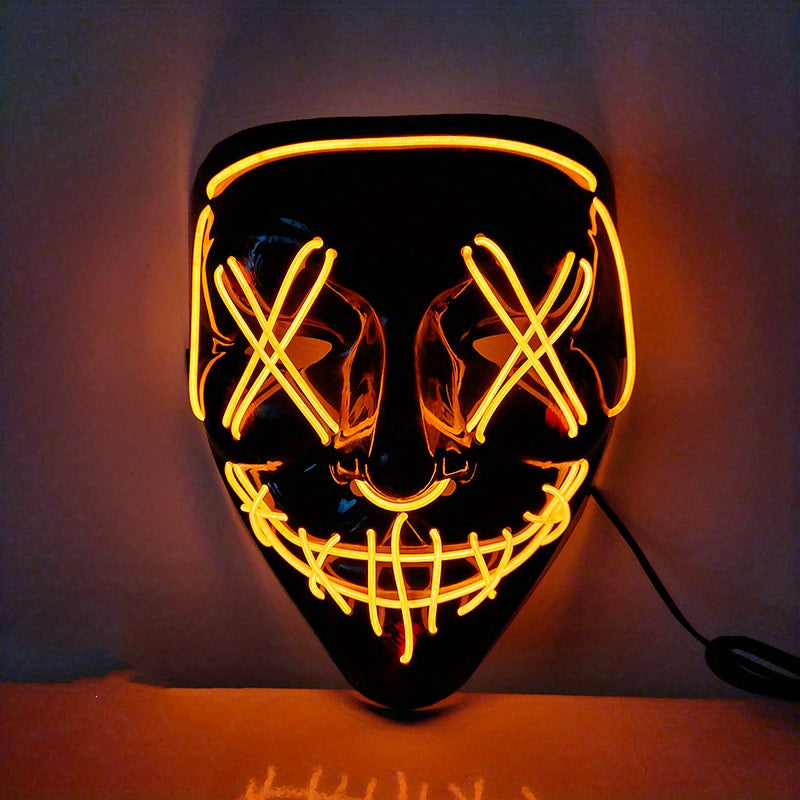 Men's Light Up Mask Led Light Up Cyberpunk Mask Halloween Dress Up Mask