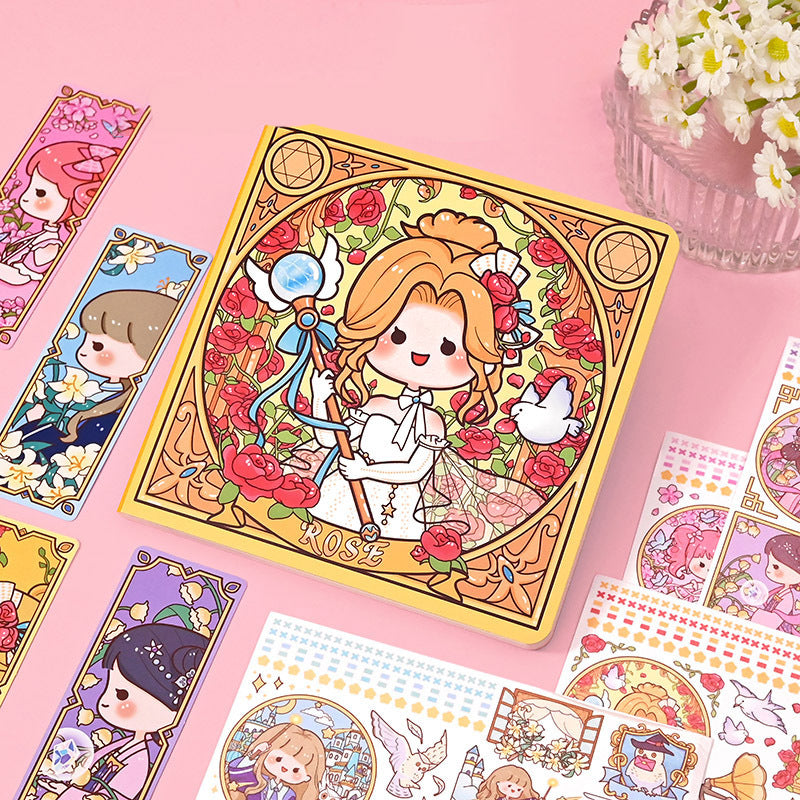 Cartoon Square Notebook + Stickers & Bookmarks for Students