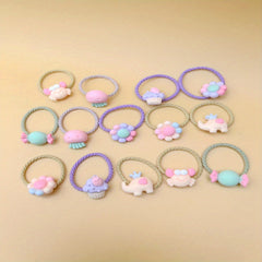 14pcs Baby Girls Hair Tie Headwear Head Rope Bracelet With Cartoon Decor