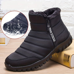 Men's Zipper Snow Boots Waterproof Non Slip Hiking Shoes