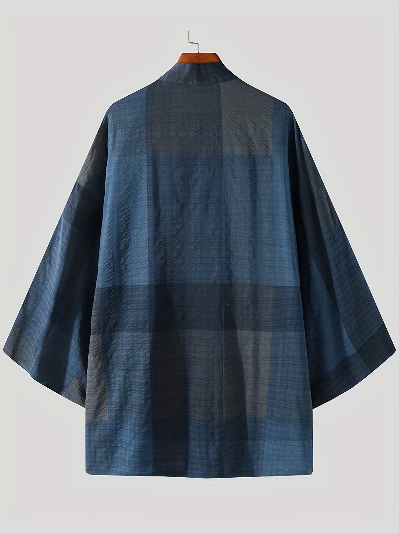 INCERUN Cotton Blend Kimono Plaid Men's Shirt Jackets V neck Casual