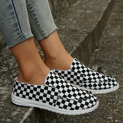 Women's Low Top Canvas Slip On Flat Shoes Lightweight Walking Shoes