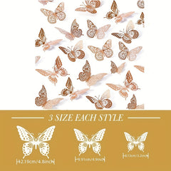 12pcs 3D Butterfly Wall Decor for Parties, Cakes & Room Makeovers