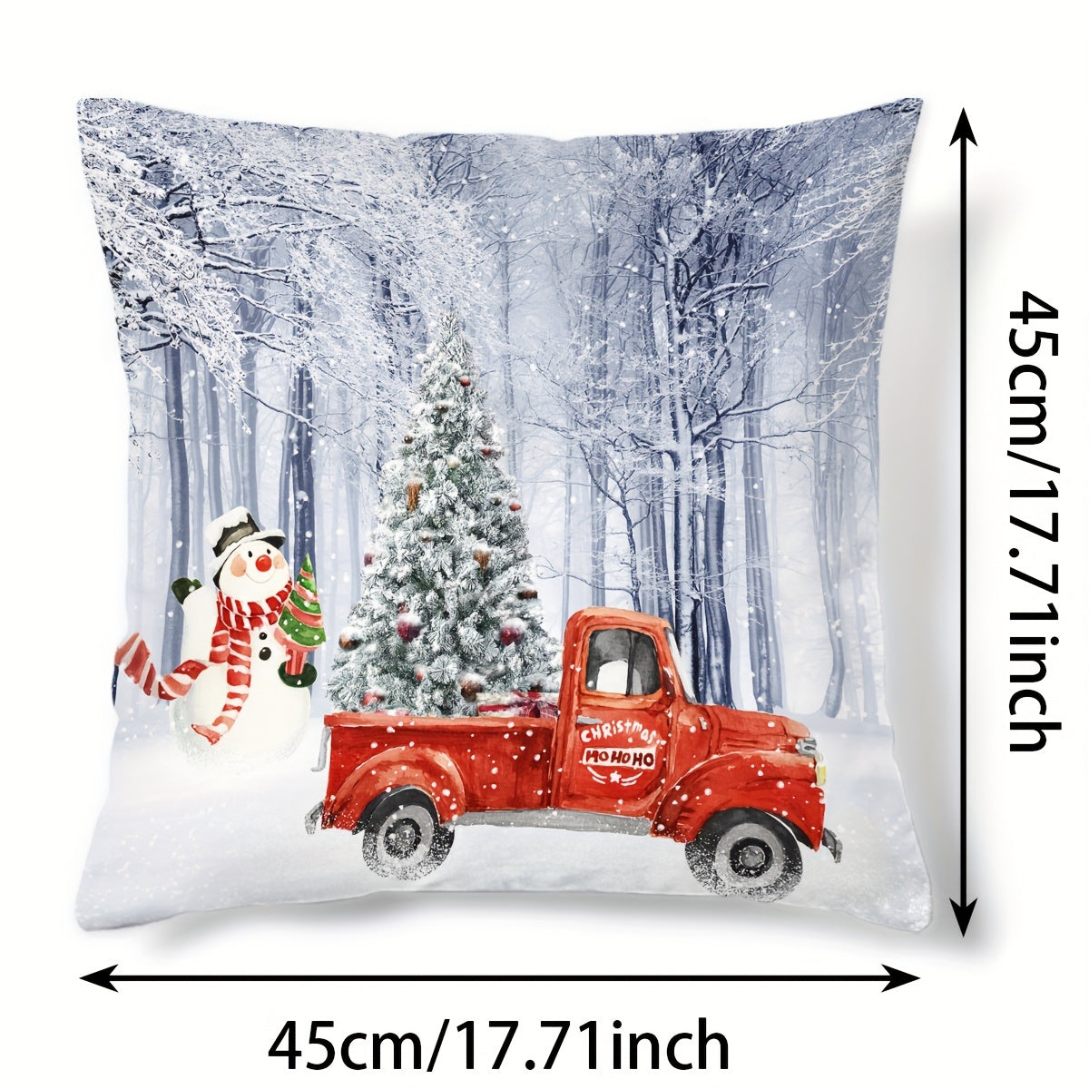 Christmas Snowman Car Pattern Print Throw Pillow Cover Home Decor