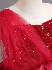 Girls Puffy Princess Dress Sequin Ruffle Tulle Tutu Dress