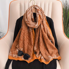 Orange Geometric Print Scarf Gradient Shawl Windproof Warm Wraps Travel Scarves