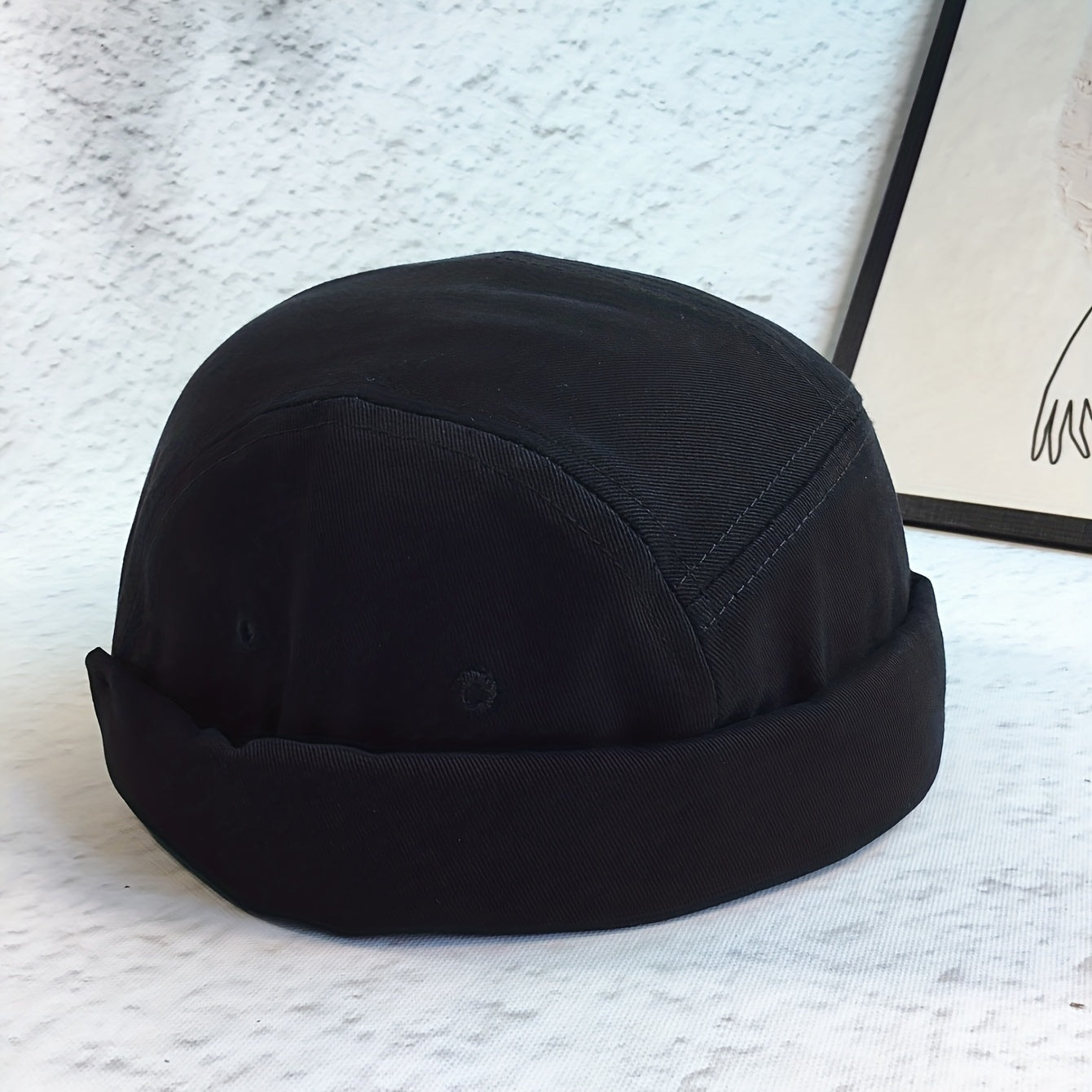 Men's Embroidery Letter Landlord Beanie Hat Japanese Hip Hop - Black