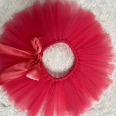Watermelon Red Tutu Bow Skirt & Flower Headdress for Baby Girls