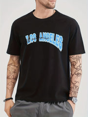 Cotton Retro Car Print Men's Graphic Crew Neck T shirt