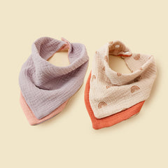 2pcs Baby Cotton Gauze Feeding Bibs 6-12 Months Multicolor Triangle Scarf