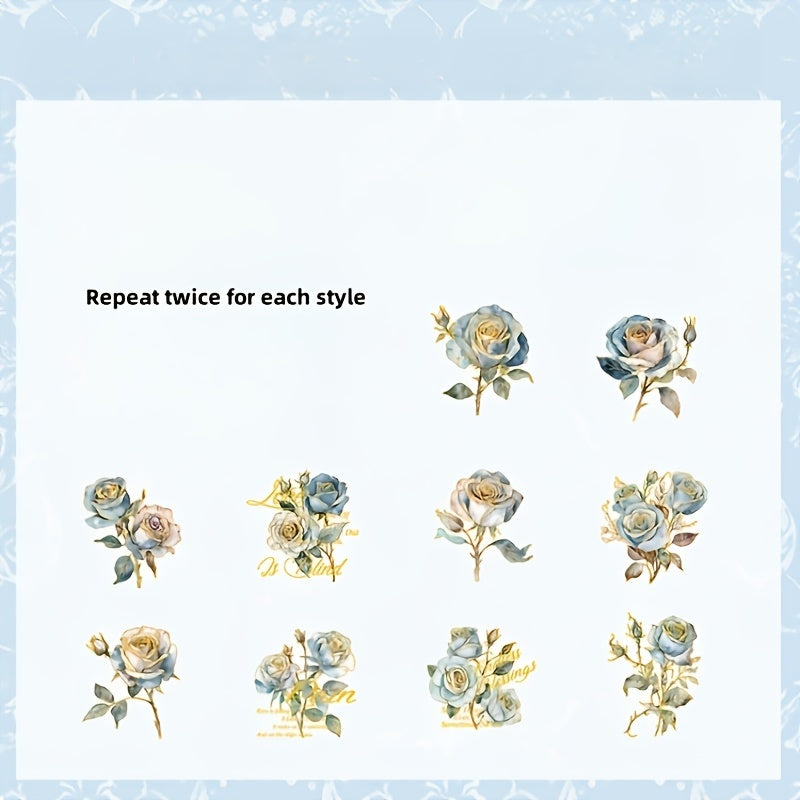 20pcs Rose Flower Gift Series Sticker Pack DIY Decorative Stickers