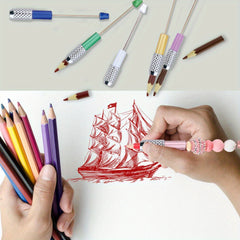 6pcs Beadable Pencil Extender DIY Colorful Pencil Lengthener Back to School Gift