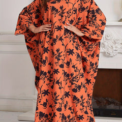 Floral Print Maxi Kaftan Dress Plus Size