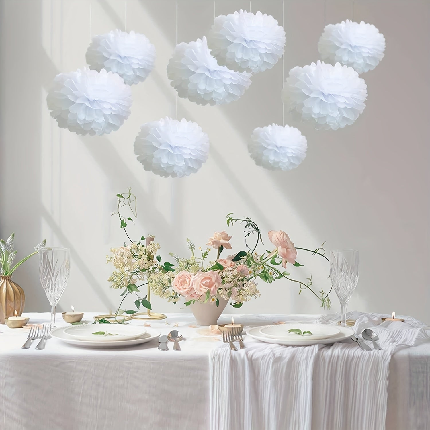 12pcs Tissue Paper Pom Poms Flowers Party Decorations DIY Hanging Paper Balls