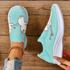 Women's Cartoon Graphic Walking Shoes Elastic Soft Sole Casual Sneakers