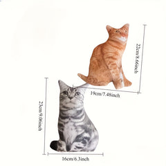 Quirky Cat Plush Toy Soft Polyester Striped Cat Plush Toy with Abstract Faces