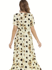  Floral Print V-Neck Maxi Dress