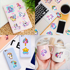 100pcs Rainbow Unicorn Sticker Pack for Laptops Phones Suitcases
