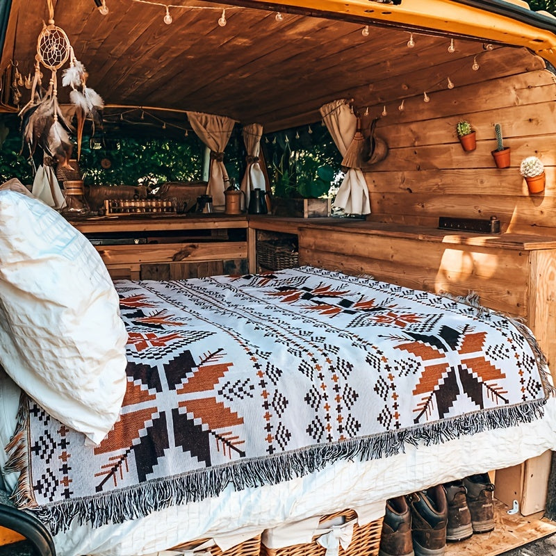 Retro Camping Blanket Sofa Car Blanket Picnic Mat