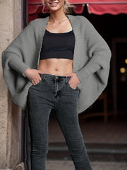 Batwing Long Sleeve Knit Cardigan Open Front Sweater