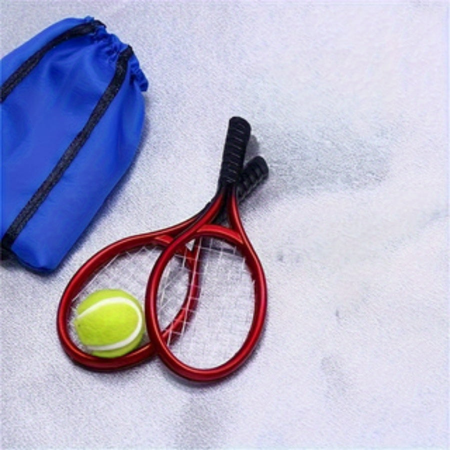 Mini Tennis Racket Set for Dollhouse Scene Accessories