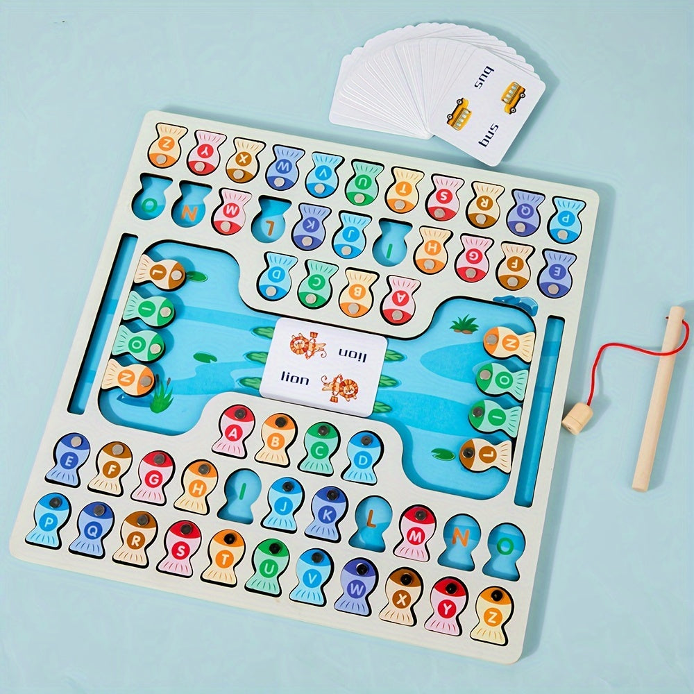 Educational Wooden Letter Fishing Game for Kids