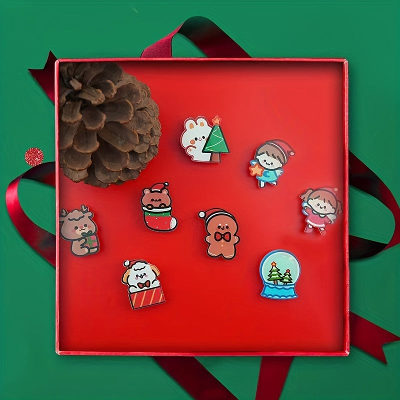 8pc Cartoon Christmas Brooches For Girls