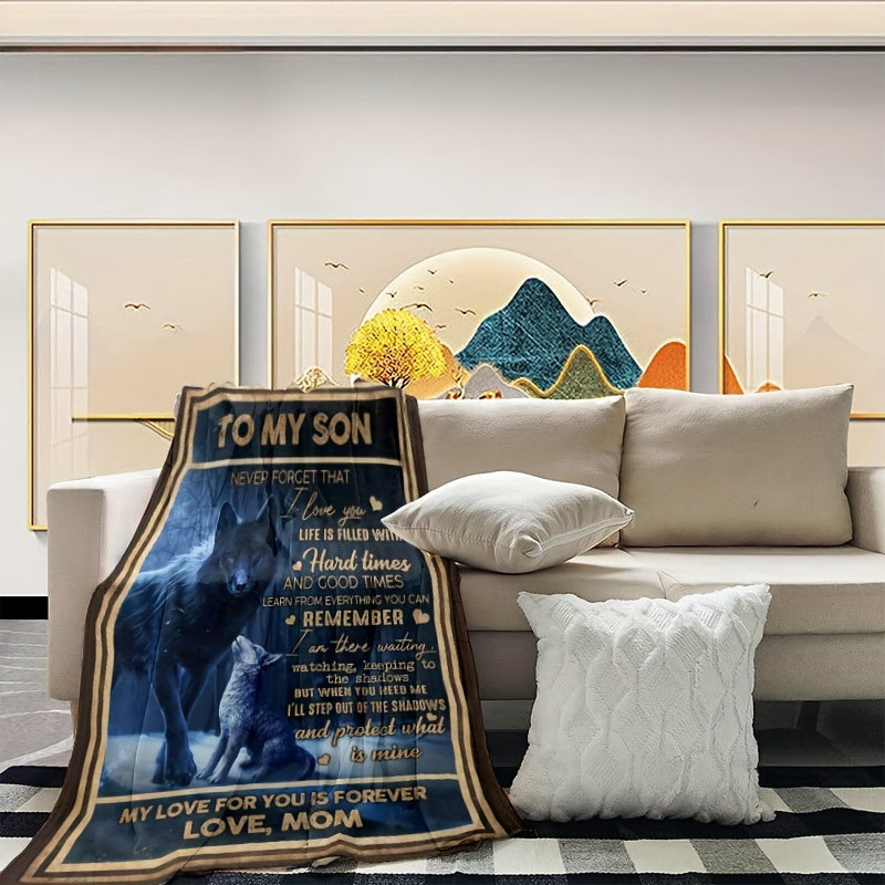 Printed Wolf Pattern Blanket Soft And Comfortable Home And Camping Gift