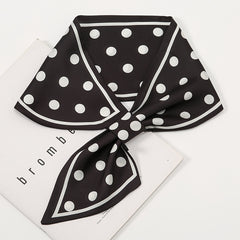 Polka Dots Print Skinny Silk Scarf Women's Neck Scarves