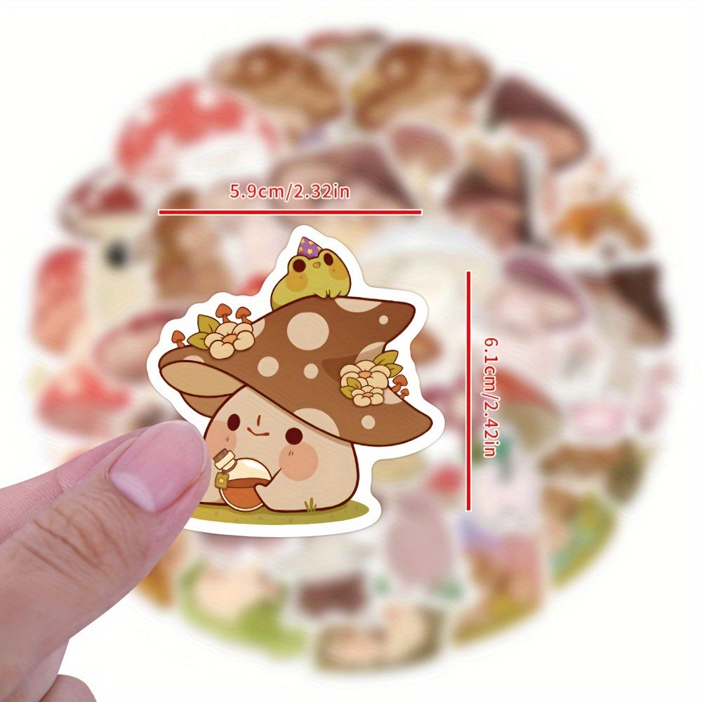 60pcs Mushroom Friends Graffiti Stickers DIY Waterproof Mobile Luggage Stickers