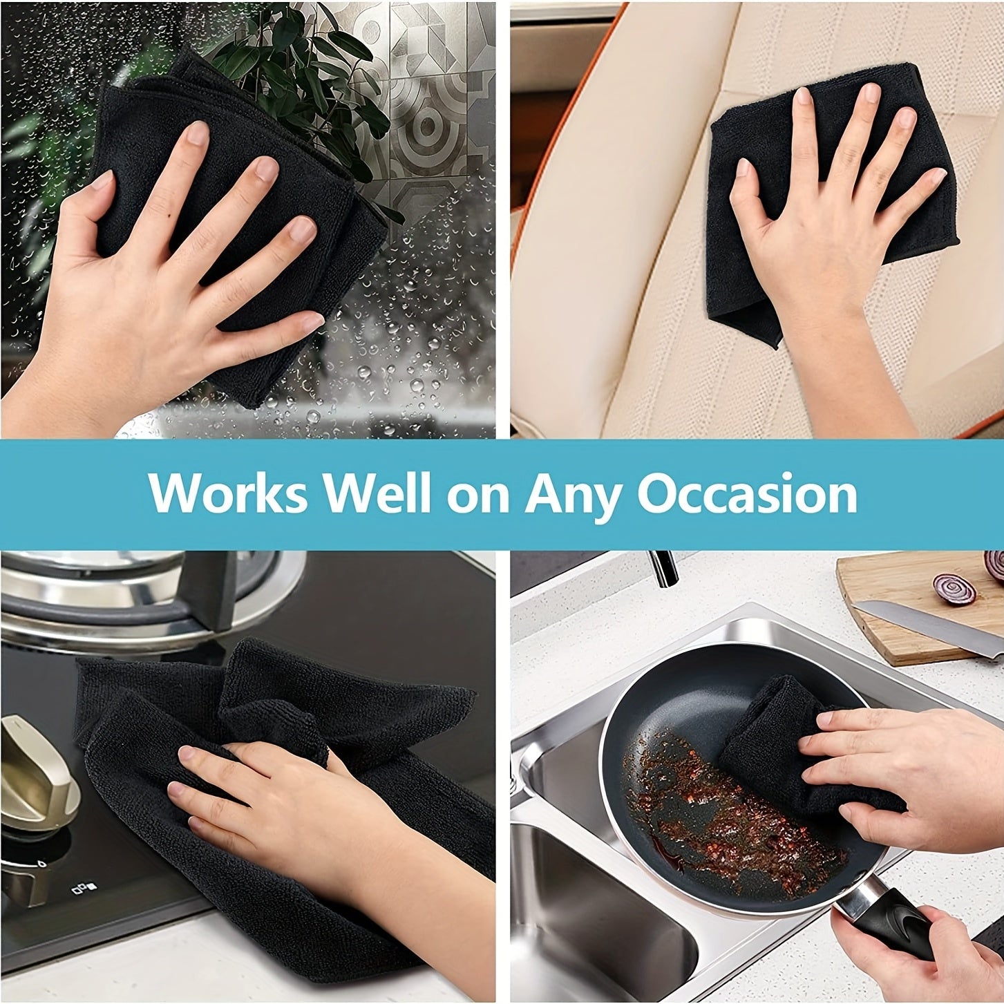 12pcs Microfiber Dish Cloths Absorbent Daily Cleaning Rags Scouring Pads