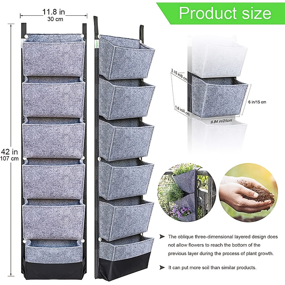 1pc Hanging Vertical Garden Wall Planter with 6 Pockets
