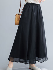  Mesh Overlay Wide Leg Trousers