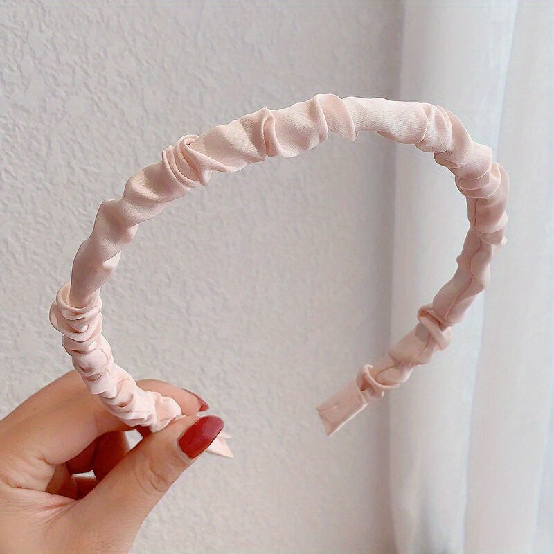 Solid Headband Crinkle Headband Wash Face Spa Head Hoop Daily Headdress