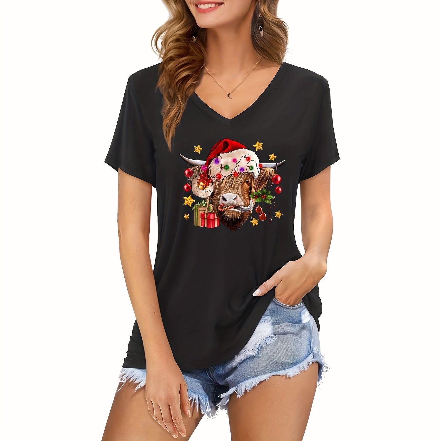 Western Christmas Cow Pattern Iron On Heat Transfer Sticker