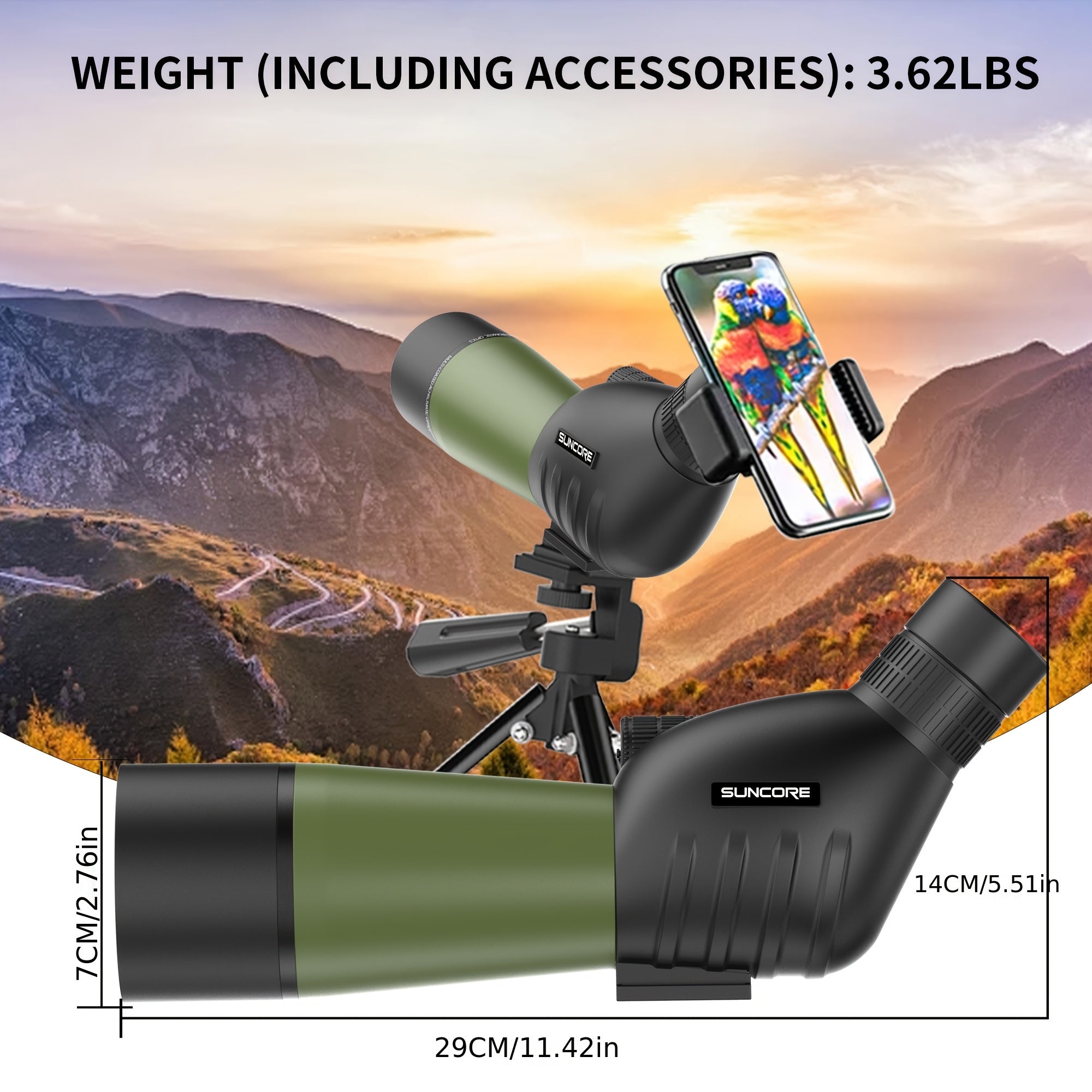 10x50 HD Birding Binoculars with Metal Tripod & Smartphone Adapter