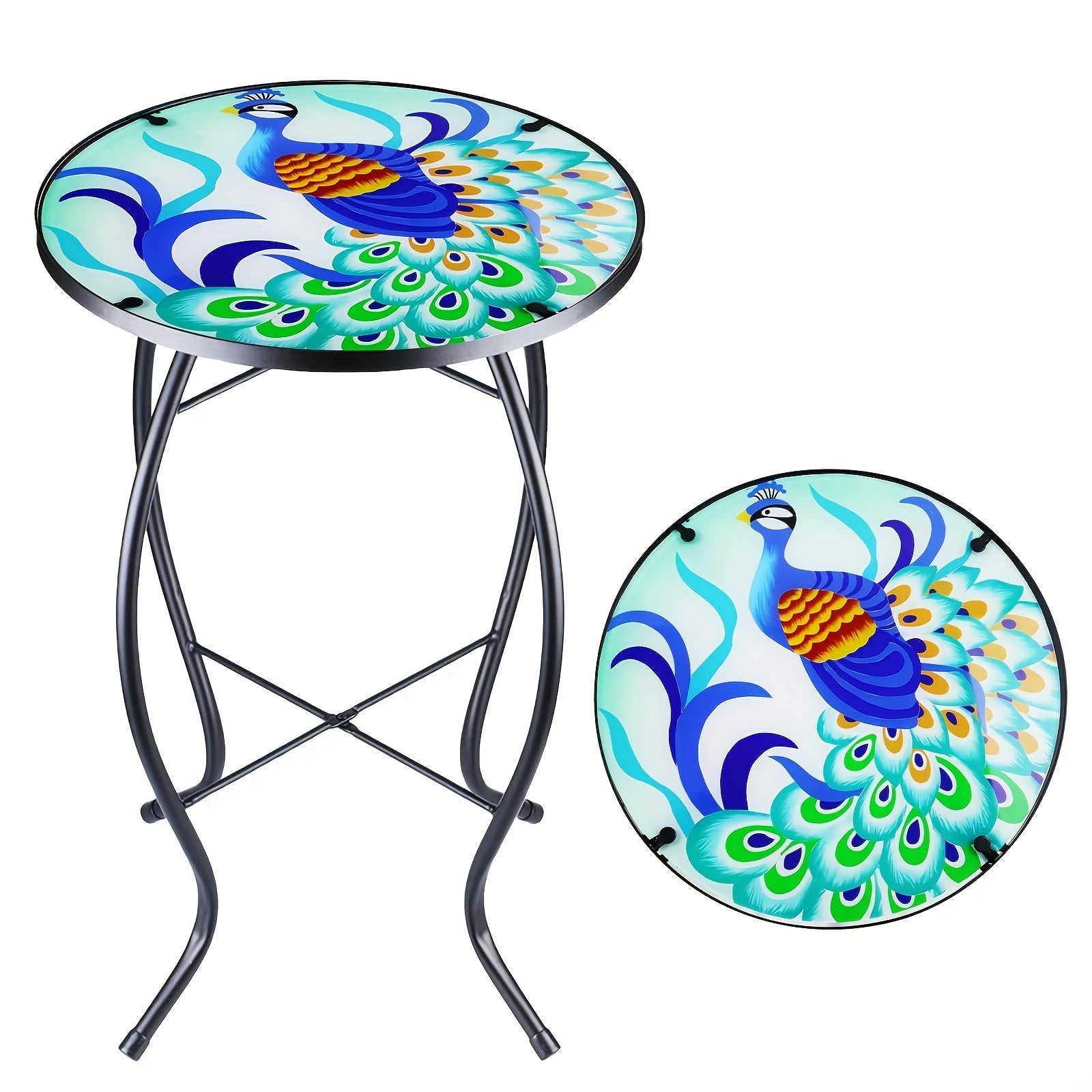 Metal Glass Small Round Table Living Room Side Table
