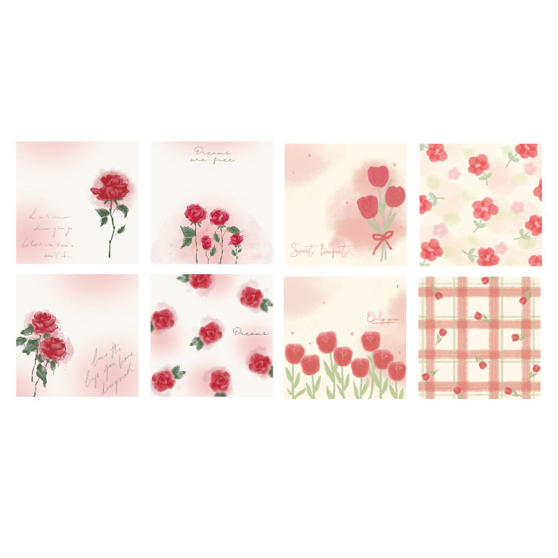 Rose Tulip Flower Printed Sticky Notes