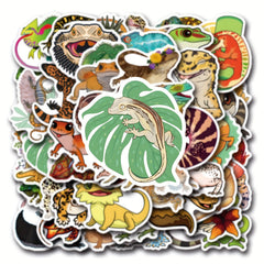 55pcs Reptile Cartoon Stickers Vinyl Decals Multicolor for Laptops Water Bottles