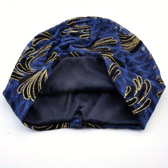 Lace Embroidery Beanie Vintage Elastic Turban Casual Head Wrap Soft Bonnet
