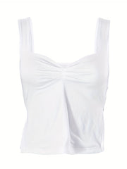 Pleated Side Split Tank Top | Summer Sleeveless Casual Top